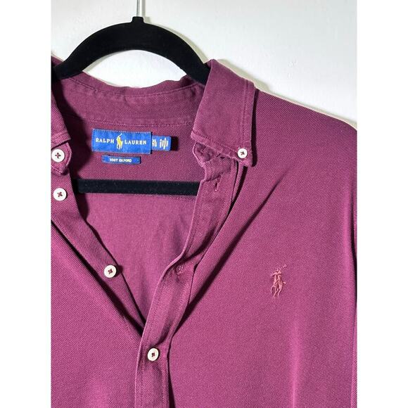 Ralph Lauren Men’s Purple Long Sleeve Knit Oxford Button Down Shirt Size XL - Picture 2 of 8